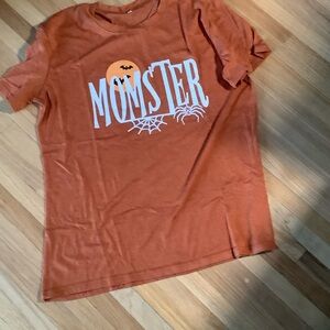 Women's Orange 'MOMSTER' Short Sleeve Graphic Tee